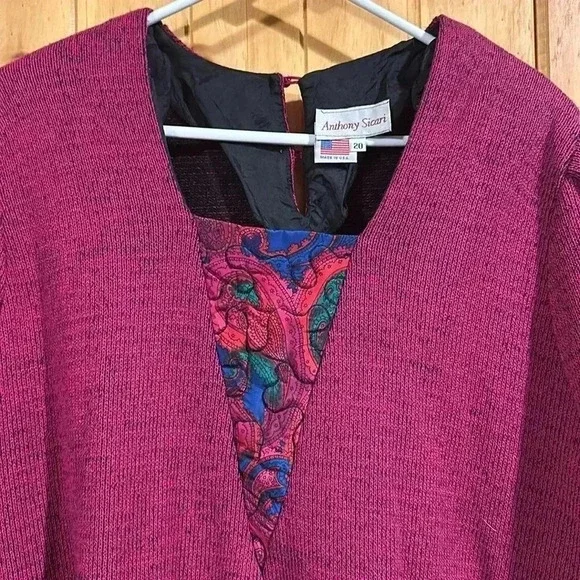 Vintage Anthony Sicari Sweater with Quilted acrylic neck. - Picture 3 of 6